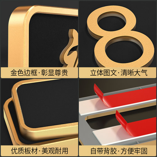 磁吸门牌号高级感轻奢创意定制酒店门口数字贴房号出租房房间2026年新款入户门装饰自粘免打孔号码牌家用定做 - 图2