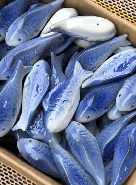 可以漂浮在水面上的瓷小鱼水族鱼缸养鱼伴侣80年代外销库存老瓷器