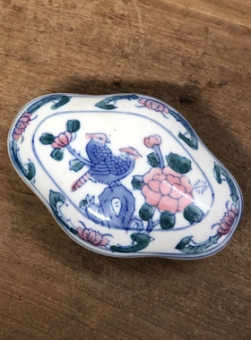 老库存手绘五彩青花瓷烟灰缸