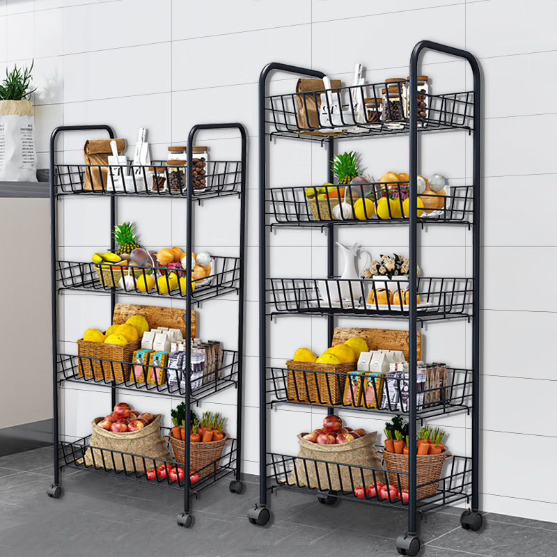 厨房置物架落地多层可移动小推车Q收纳架蔬菜篮子家用宿舍储物架