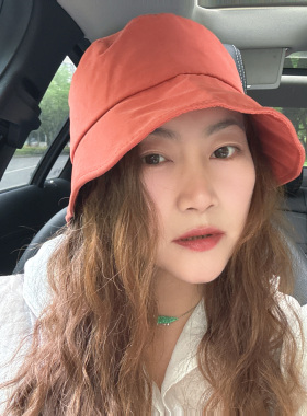 韩国代购红色渔夫帽遮阳盆帽百搭