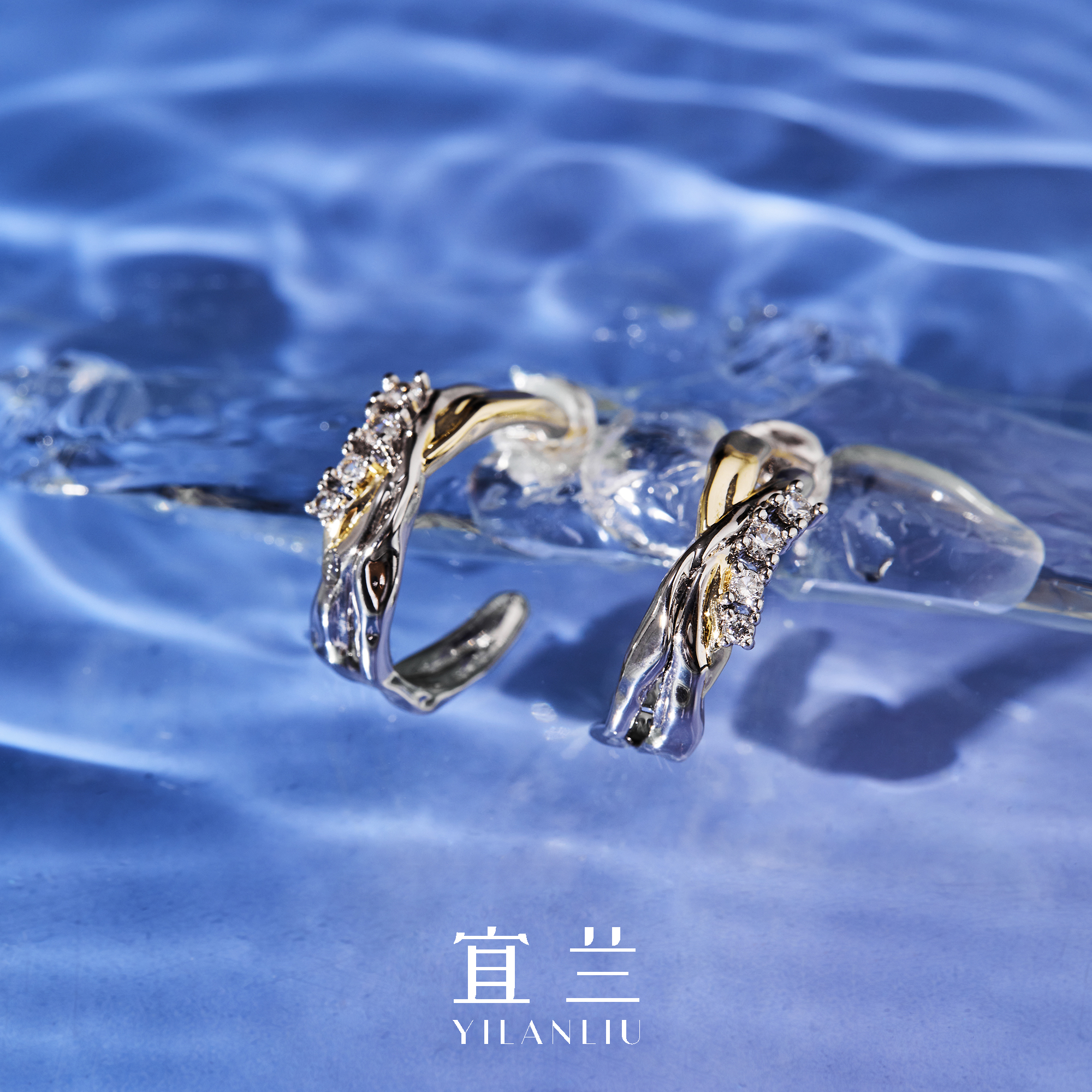 宜兰珠宝金银双色耳钉日常时尚百搭耳环小众高级设计原创节日礼物