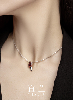 宜兰珠宝红项链女小众设计感锁骨链轻奢高级时尚简约新款节日礼物