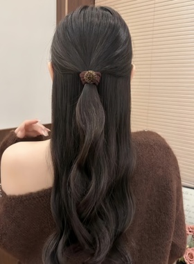 韩系植绒豹纹复古百搭发圈