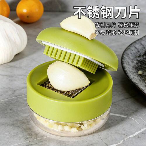 按压式压蒜器不锈钢厨房家用小型打蒜器多功能手动蒜蓉蒜末粉碎器 - 图1