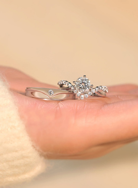 s925纯银为爱加冕情侣戒指男女一