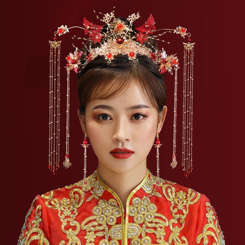 202秀流苏凤冠0禾服婚礼中式头品饰L饰古装发饰汉服套装奢华_虎窝淘