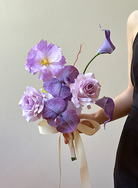 紫色花艺仿真花高档客厅餐桌假花高级插花花束装饰桌面摆件摆设