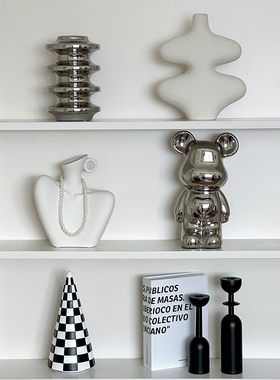 中古高级感装饰品艺术创意陶瓷花瓶客厅玄关小众设计摆件拍照道具