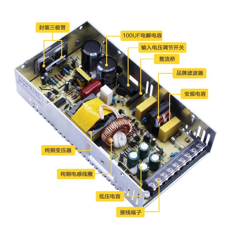 明纬S-400w-12V33A直流24V17a LED开关电源220转48v监控设备灯箱5 - 图0