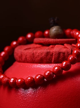 高含量朱砂钻石切割面手串手链