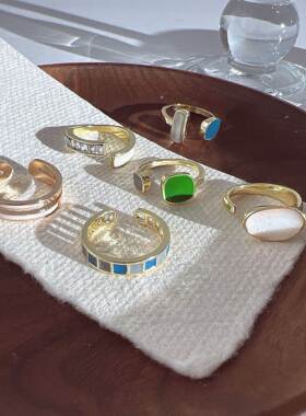 戒指女高级感尾戒潮Green tail Rings Women's Index Finger