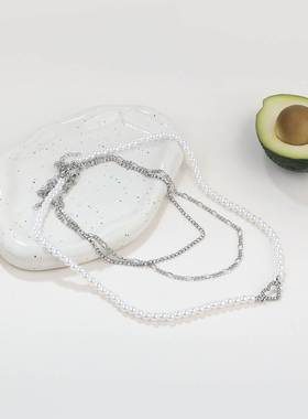 New Love Diamond Pearl Women's Necklace Heart choker珍珠项链