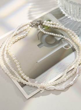 French Style Vintage Pearl Necklace temperament choker 项链