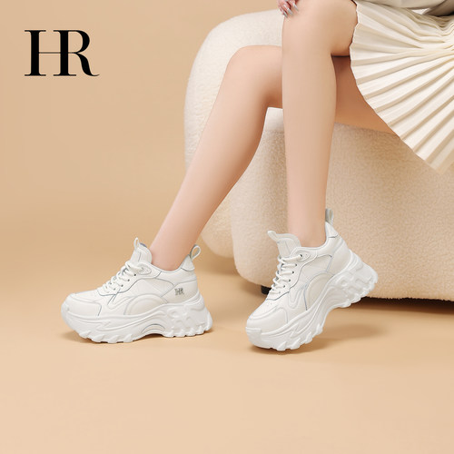 HR赫莲娜老爹鞋2025冬季新款女鞋子厚底百搭休闲加绒内增高小白鞋 - 图0