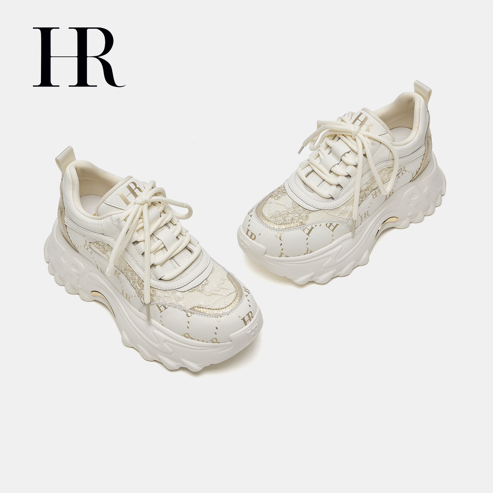HR赫莲娜老爹鞋2025秋季新款女鞋子厚底新中式百搭刺绣休闲运动鞋,淘宝优惠券,粉丝福利购,淘宝优惠卷
