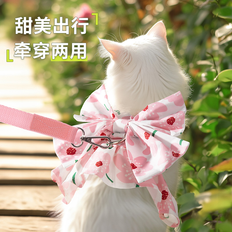 猫咪衣服夏季裙子带牵引绳德文蓝猫布偶无毛小猫猫可爱背心护肚衣-图2