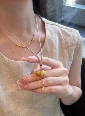 新中式金色葫芦项链女精致锁骨链