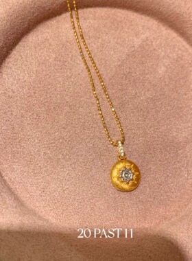 超闪八芒星吊坠项链中古风配饰女