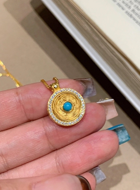 民族风可转动八宝罗盘项链女轻奢