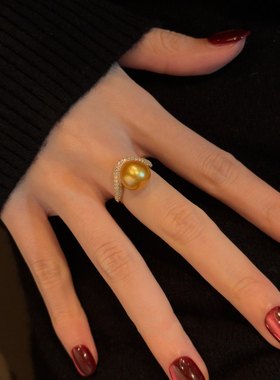 金色满仿钻小V戒指高级感食指戒