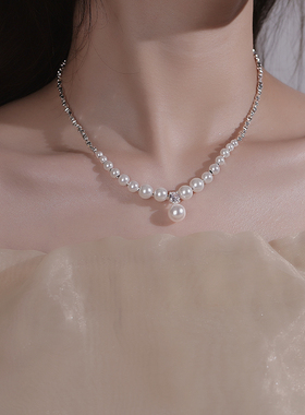 法式浪漫仿碎银珍珠项链女款2025