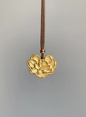 金色双面浮雕莲花毛衣链秋冬项链