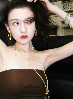 太阳花叠戴项链女2025新款锁骨链