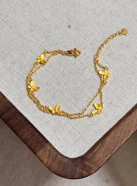 金色爆闪蝴蝶手链女轻奢小众精致