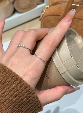 极细爆闪素圈戒指女小众设计指环