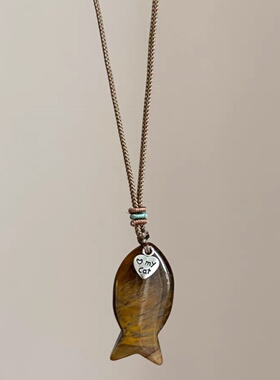 小鱼吊坠项链女2025新款配饰长款