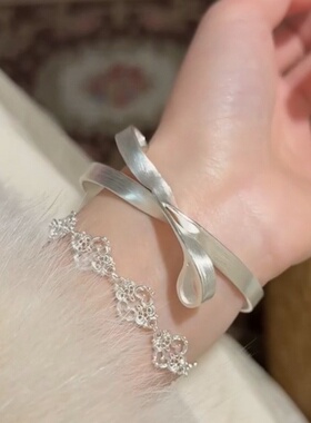 蝴蝶结手镯叠戴蕾丝花边手链女款