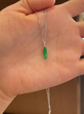 祖母绿色仿玉髓吊坠项链女锁骨链