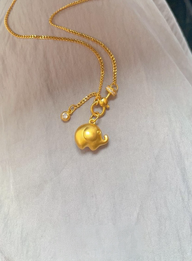 金色可爱小象吊坠项链女显贵配饰