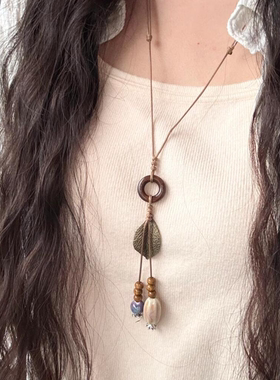 叶片圆环流苏项链女款2025新款