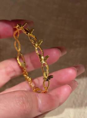 新中式金色蝴蝶双层手链精致手镯