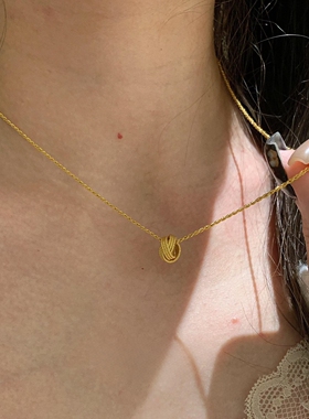 金色环环相扣三环项链女小众配饰