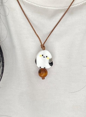 白色可爱小鸟吊坠项链女款锁骨链