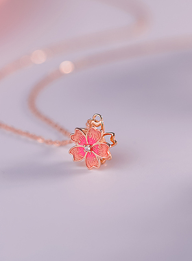 可旋转花朵项链女款甜美风锁骨链