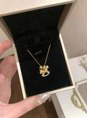 金色旋转木马项链女高级感锁骨链