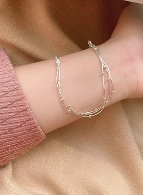 叠戴圆珠蛇骨手链女款冷淡风手饰