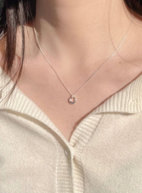 银色圆环温柔项链女款简约锁骨链
