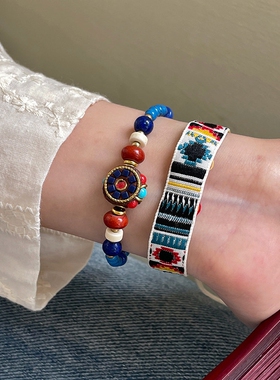 民族风尼泊尔藏式布艺刺绣手链女