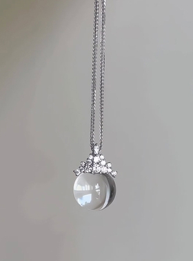 皇冠仿白水晶项链女款2025新款