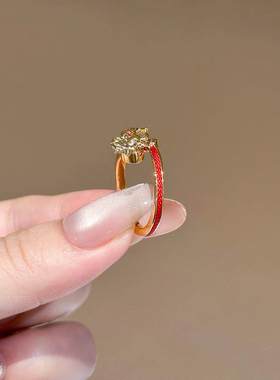 本命年生肖马红色戒指女小众设计