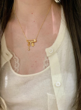 鸢尾花星芒别针项链女款2025新款