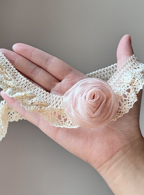 复古蕾丝花边粉玫瑰项链女款颈链