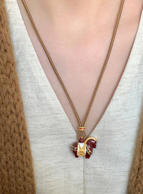 红色滴釉生肖马毛衣链本命年项链