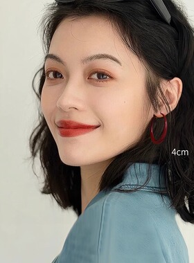 安可拉红色耳环女2026新爆款耳圈
