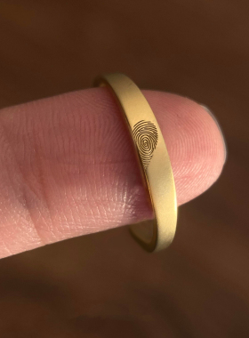 指纹爱心素圈戒指女小众设计指环